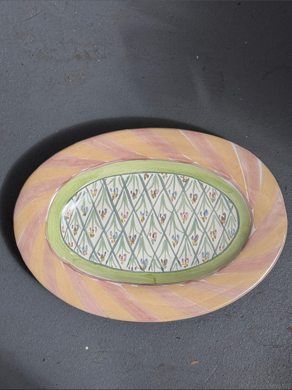 Vintage MacKenzie Childs
Bearded Iris Oval Dinner Plate
 Platter 12.5"